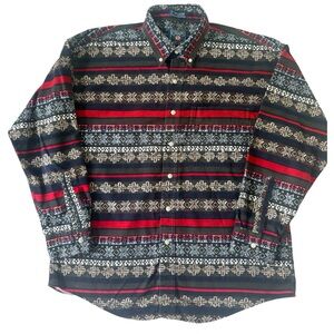 Ralph Lauren Chaps 90’s Vintage Snowflake Flannel Shirt Size Large Like New